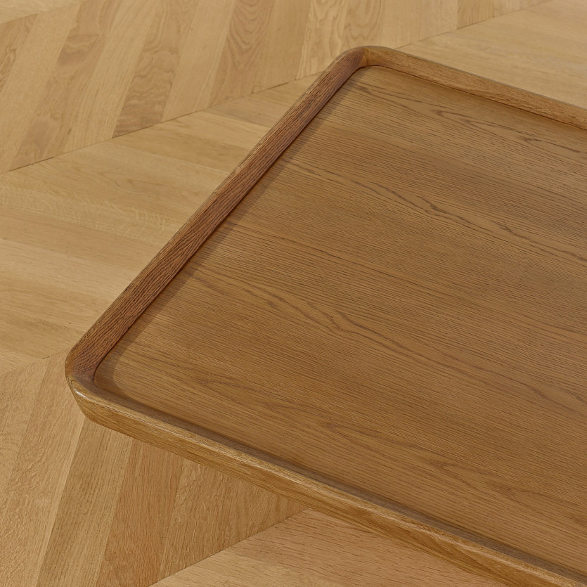 Salontafel SHERYL - Eigentijdse stijl, blad van eikenhout