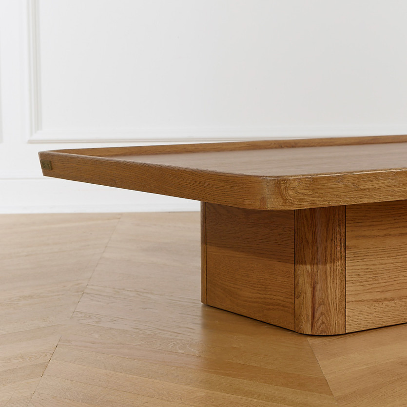 Salontafel SHERYL - Eigentijdse stijl, blad van eikenhout