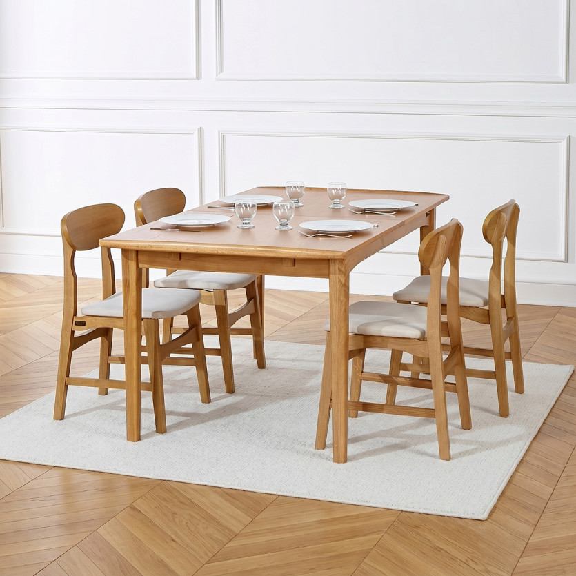 Table de repas avec rallonge DALHIA - Style scandinave en chêne, 6/8 couverts, bois certifié FSC®