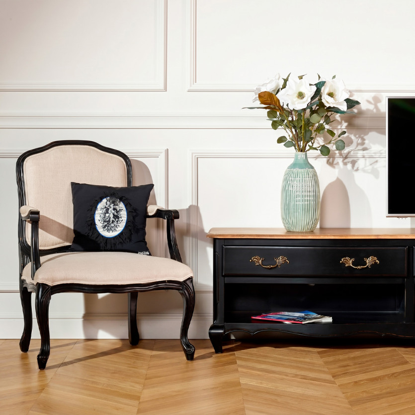 SAVOY - Shabby-Chic-TV-Möbel mit Eichenplatte, 2 Fächer, 2 Schubladen