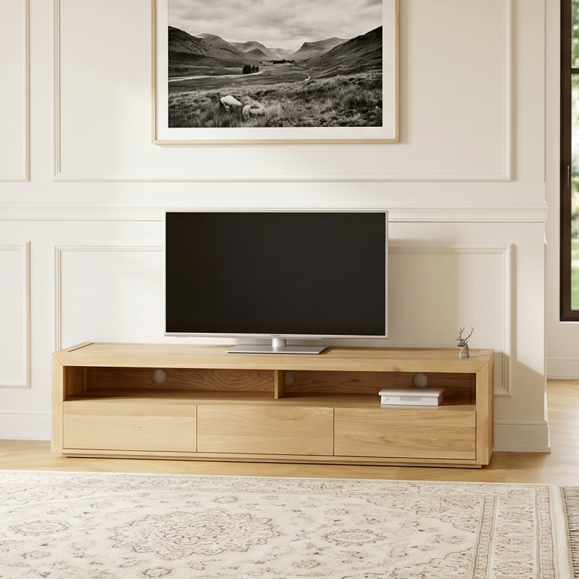 TV-Möbel aus Eiche CAMILLE - Moderner Stil, 3 Schubladen, 180 cm