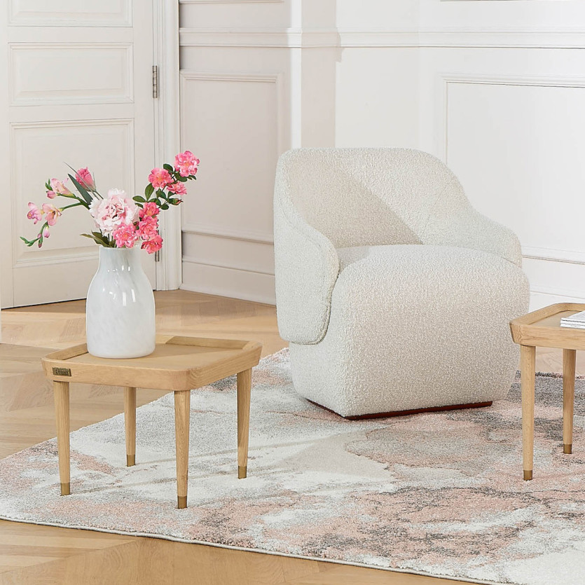 MALIBU square coffee table - Contemporary style, solid oak legs