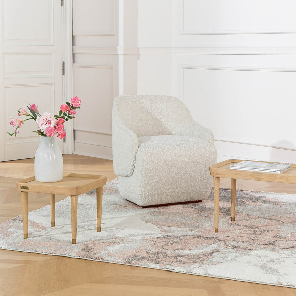 Table basse carrée MALIBU - Style contemporain, pieds en chêne massif