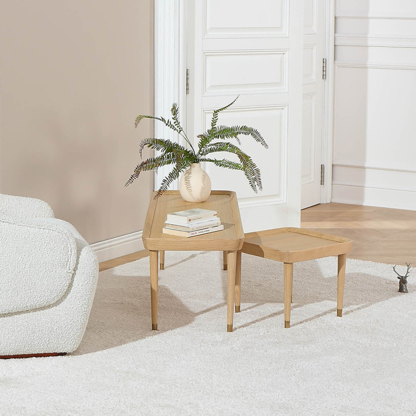 MALIBU square coffee table - Contemporary style, solid oak legs