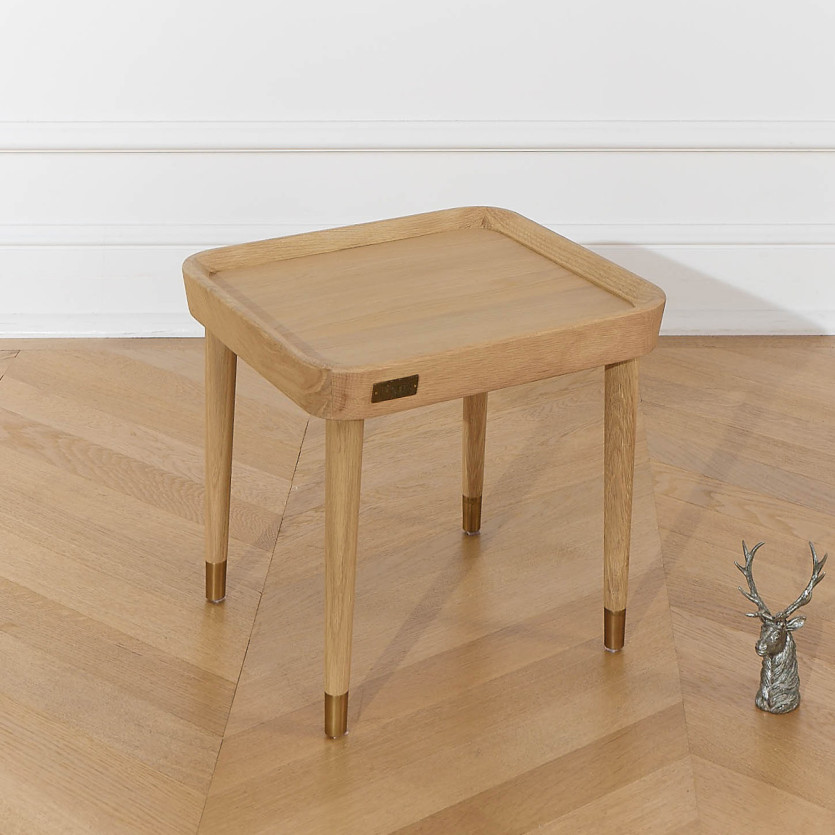 Table basse carrée MALIBU - Style contemporain, pieds en chêne massif