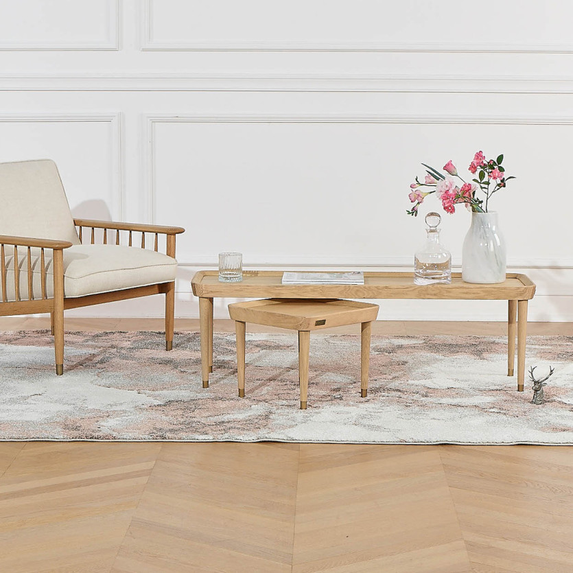 MALIBU Rectangular Coffee Table - Contemporary style, solid wood legs