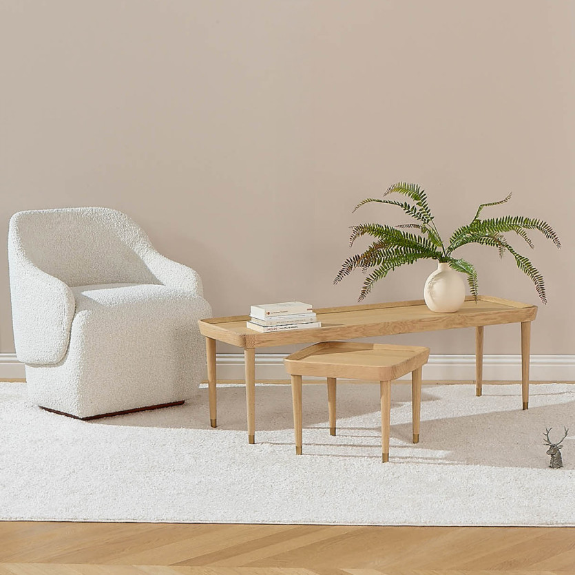 MALIBU Rectangular Coffee Table - Contemporary style, solid wood legs