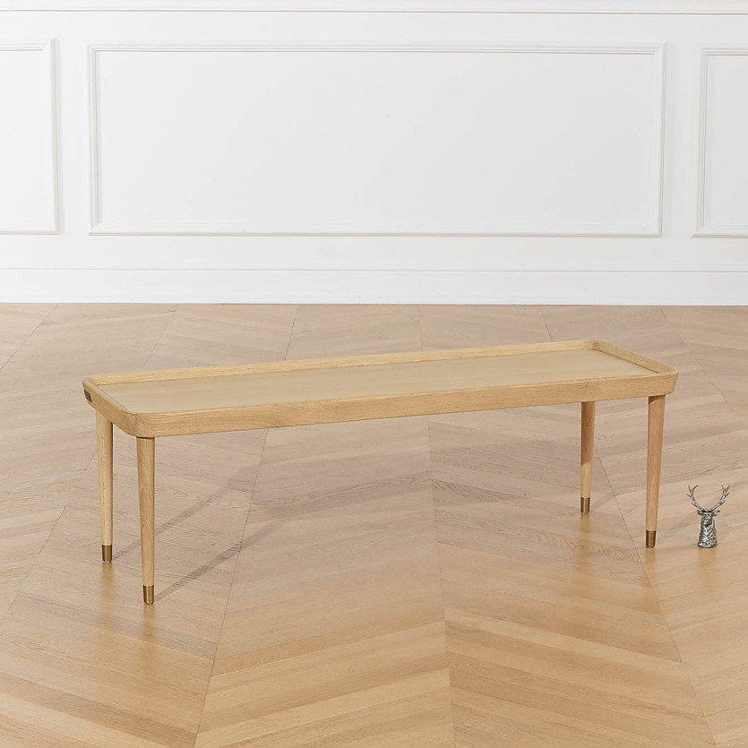 Mesa de centro rectangular MALIBU - Estilo contemporáneo, patas de madera maciza