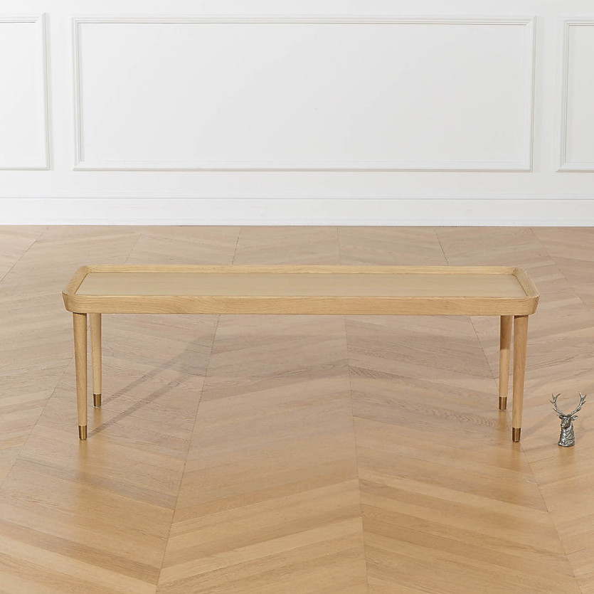 Mesa de centro rectangular MALIBU - Estilo contemporáneo, patas de madera maciza