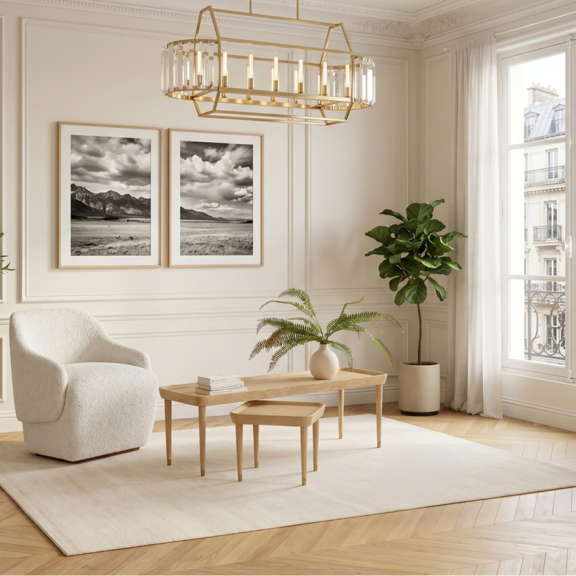 Mesa de centro rectangular MALIBU - Estilo contemporáneo, patas de madera maciza
