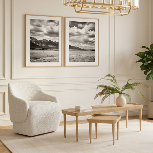 Mesa de centro rectangular MALIBU - Estilo contemporáneo, patas de madera maciza