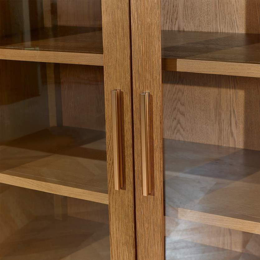 Buffetschrank MONTANA aus Eiche mit Rattangeflecht, Zeitgenössischer Stil , 4 Türen, 3 Regale