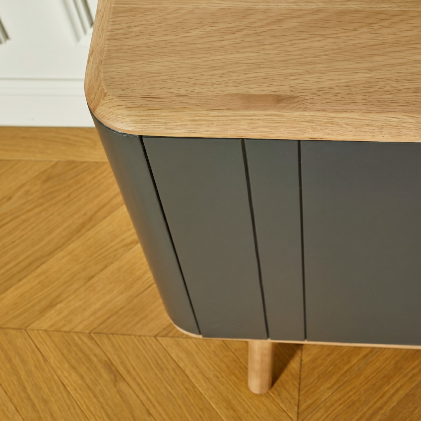 KYOTO - Buffet style contemporain, plateau en chêne, 4 portes, bois certifié FSC®