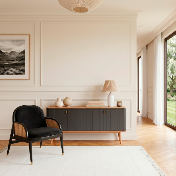 KYOTO - Zeitgenössischer Buffetstil, Eichenplatte, 4 Türen, FSC®-zertifiziertes Holz
