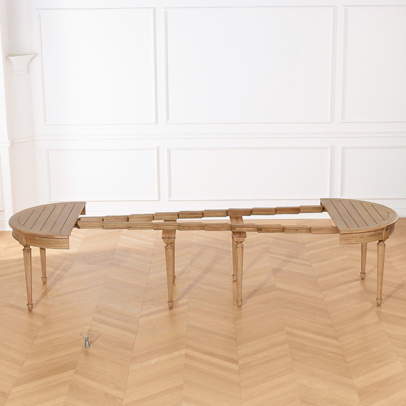 GIOVANNI extendable dining table - Romantic style, solid oak top, 6/14 place settings