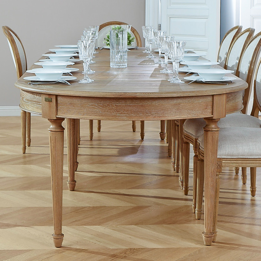 GIOVANNI extendable dining table - Romantic style, solid oak top, 6/14 place settings