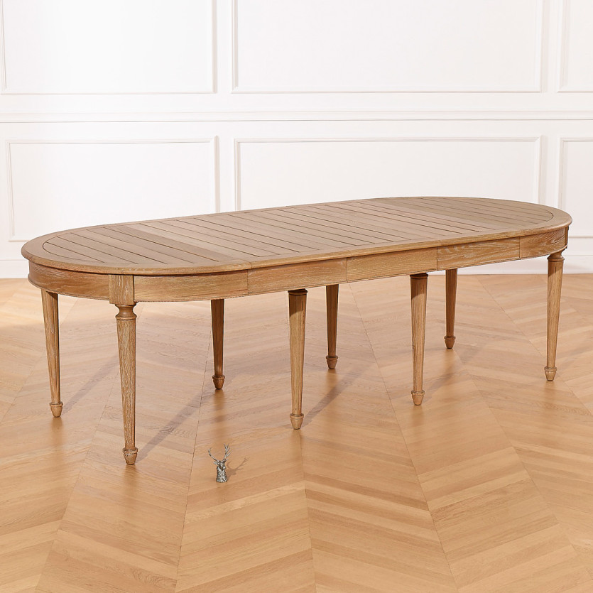 GIOVANNI extendable dining table - Romantic style, solid oak top, 6/14 place settings