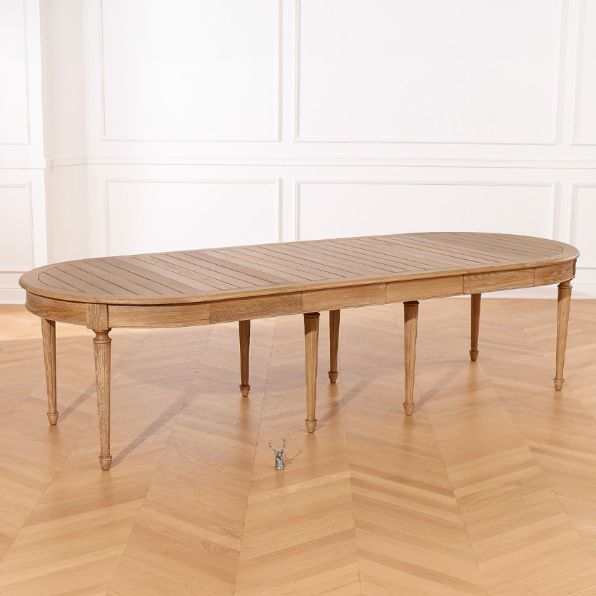 GIOVANNI extendable dining table - Romantic style, solid oak top, 6/14 place settings