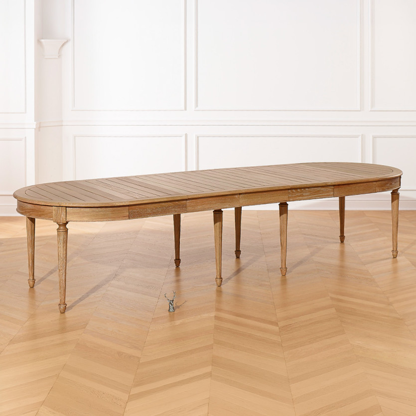 GIOVANNI extendable dining table - Romantic style, solid oak top, 6/14 place settings