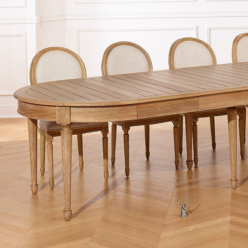 GIOVANNI extendable dining table - Romantic style, solid oak top, 6/14 place settings
