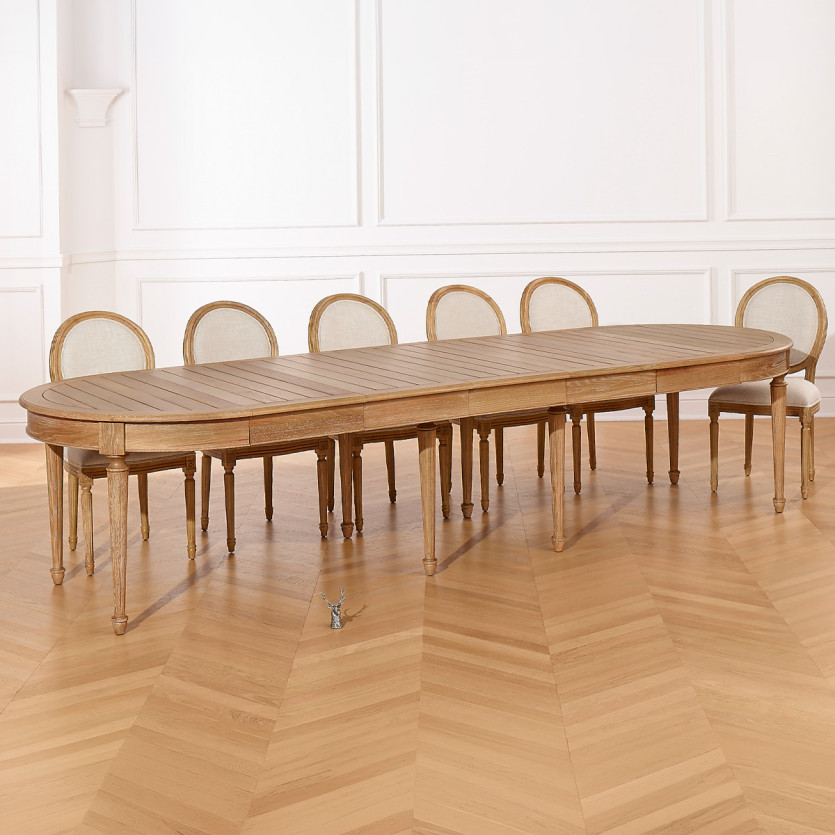 GIOVANNI extendable dining table - Romantic style, solid oak top, 6/14 place settings