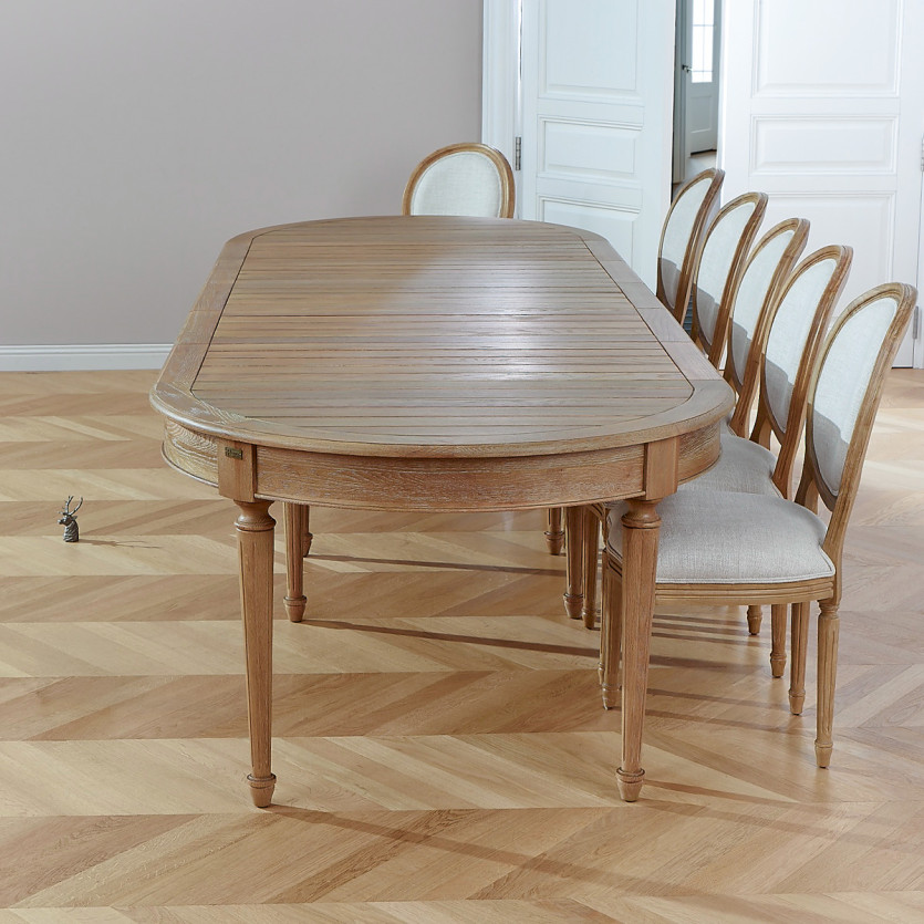 GIOVANNI extendable dining table - Romantic style, solid oak top, 6/14 place settings