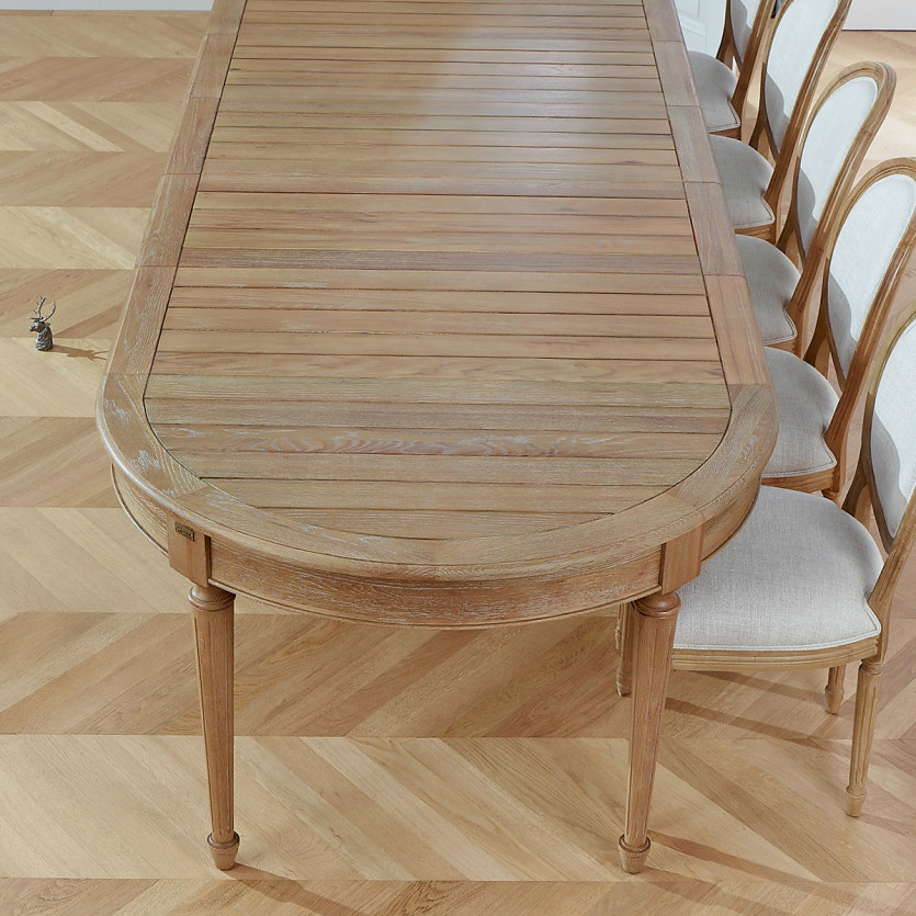 GIOVANNI extendable dining table - Romantic style, solid oak top, 6/14 place settings