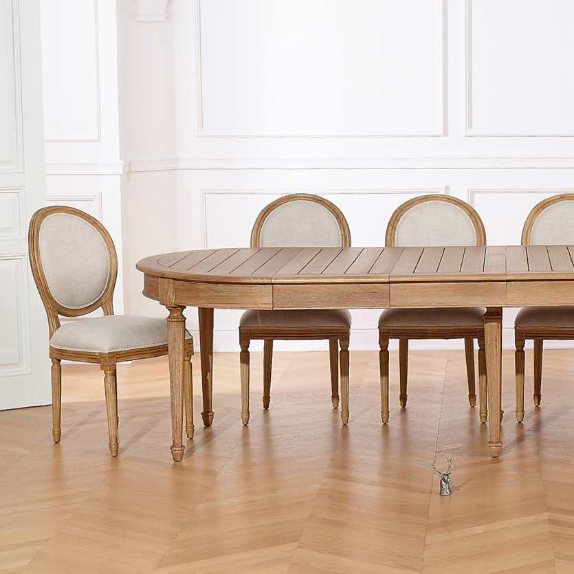 GIOVANNI extendable dining table - Romantic style, solid oak top, 6/14 place settings