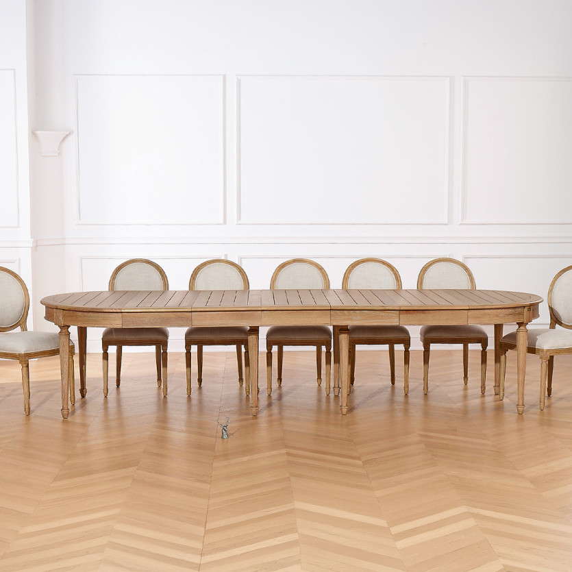 GIOVANNI extendable dining table - Romantic style, solid oak top, 6/14 place settings