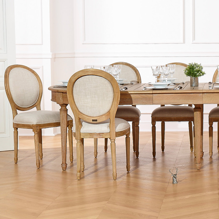 GIOVANNI extendable dining table - Romantic style, solid oak top, 6/14 place settings