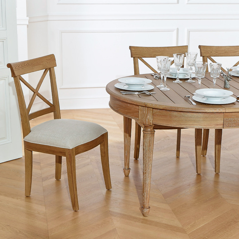 Uitschuifbare eettafel GIOVANNI - Romantische stijl, blad van massief eiken, 6/14 personen
