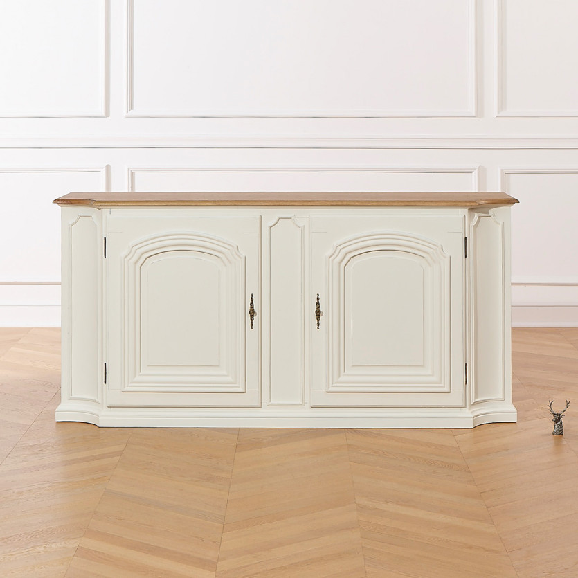 ELISABETH - Buffet shabby chic bianco in rovere, 2 ante