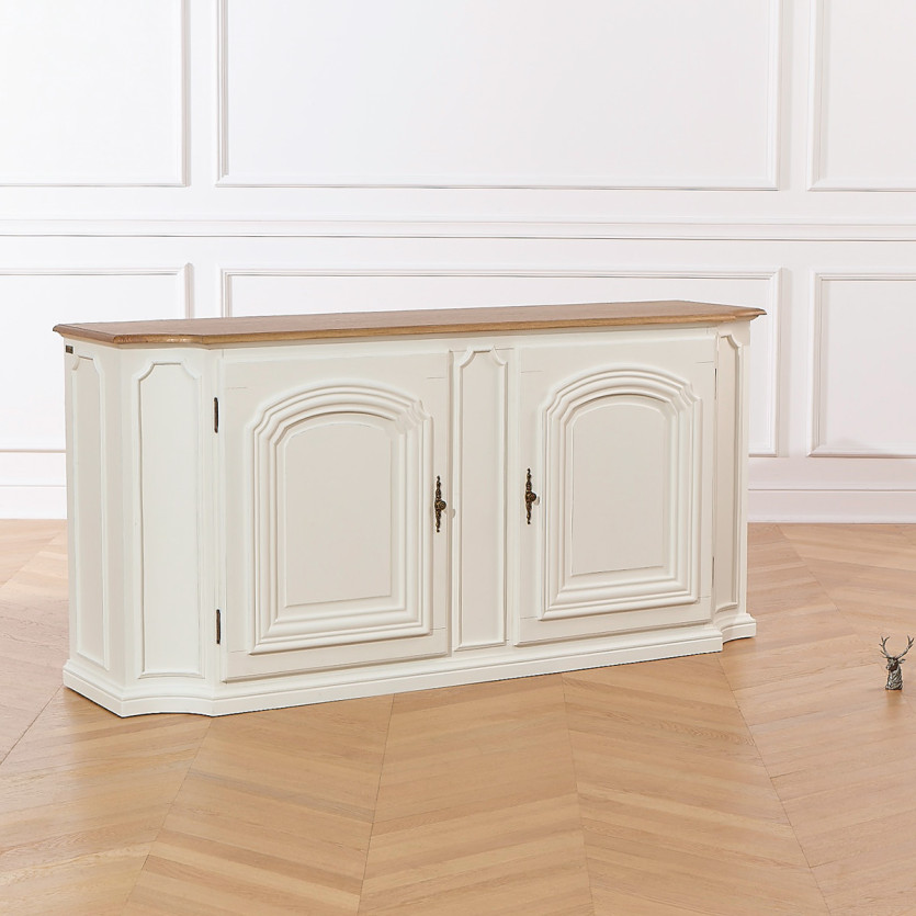 ELISABETH - Buffet shabby chic bianco in rovere, 2 ante