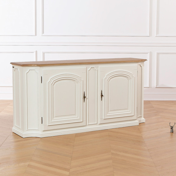 ELISABETH - Shabby chic white oak sideboard, 2 doors