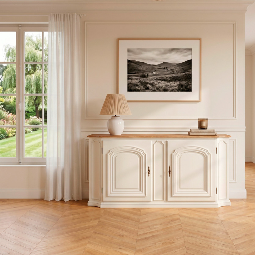 ELISABETH - Aparador shabby chic blanco de roble, 2 puertas