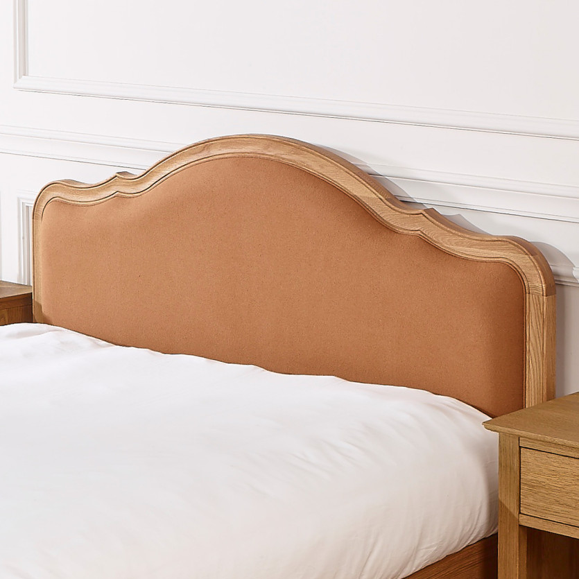 Doppelbett HENRY RALPH TABACO - Romantischer Stil in Eiche und Leinen, 160 x 200