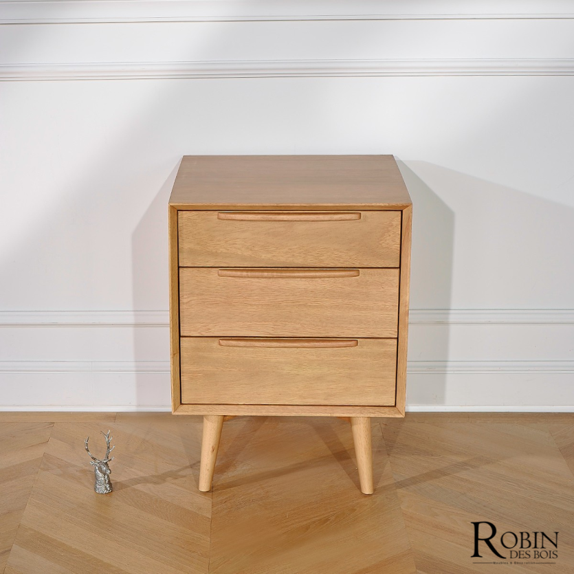 DALHIA - Scandinavian wooden side table with 3 drawers
