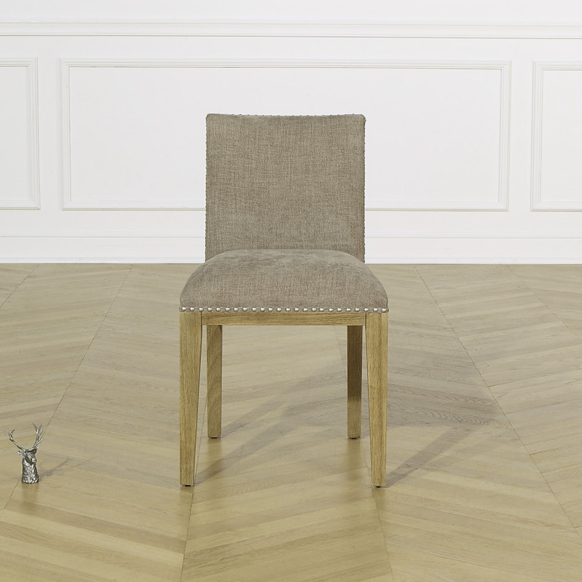 Set of 2 CLARA chairs - Industrial style in solid wood and polyester fabric