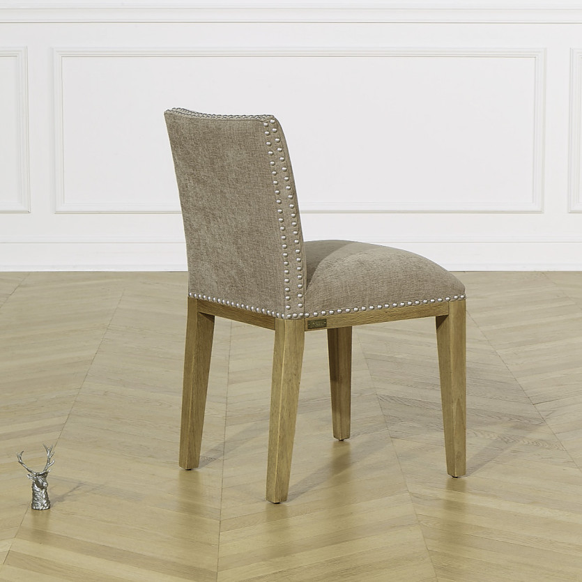Set of 2 CLARA chairs - Industrial style in solid wood and polyester fabric