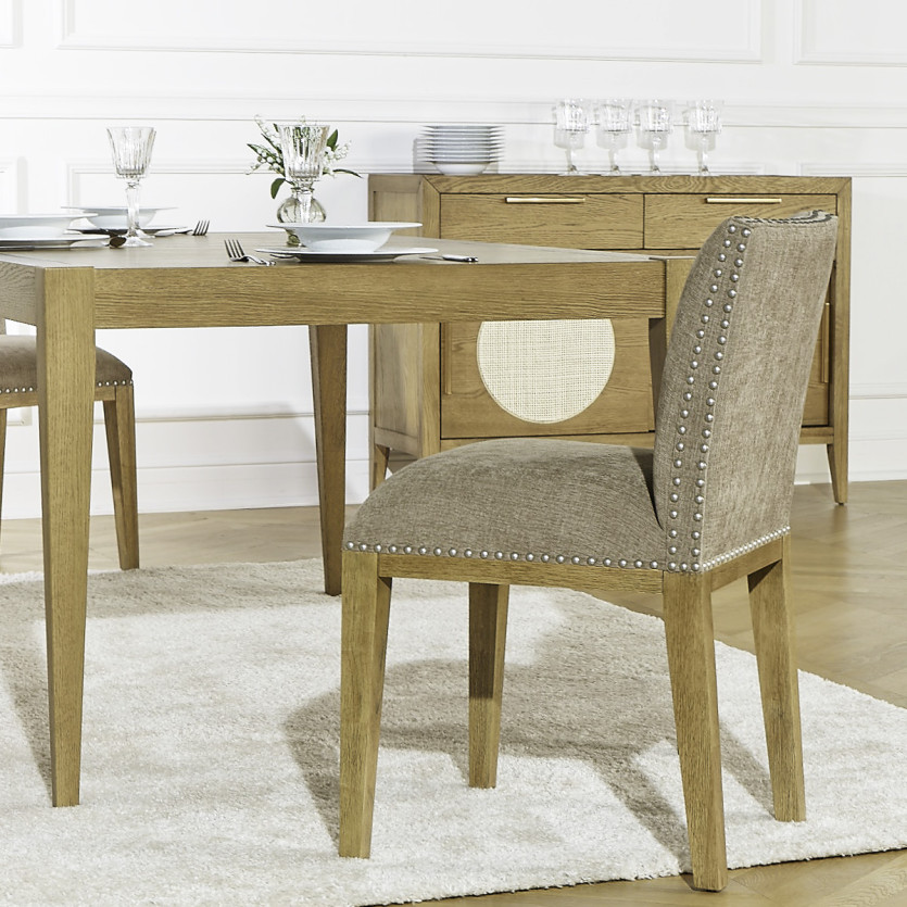 Lot de 2 chaises CLARA - Style industriel en bois massif et tissu polyester