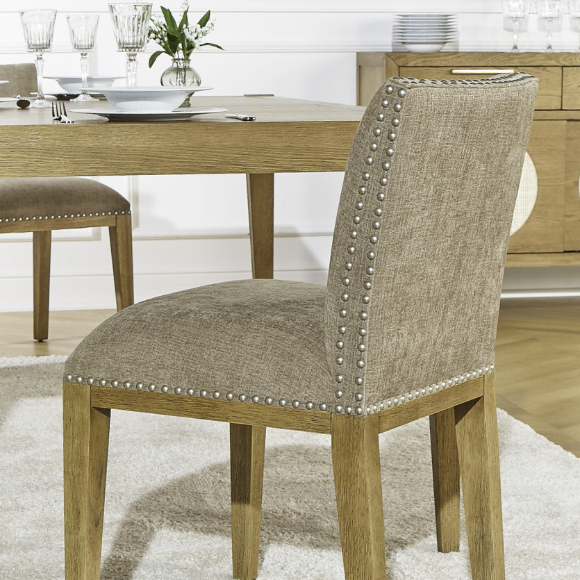 Lot de 2 chaises CLARA - Style industriel en bois massif et tissu polyester