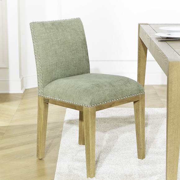 Lot de 2 chaises CLARA - Style industriel en bois massif et tissu polyester