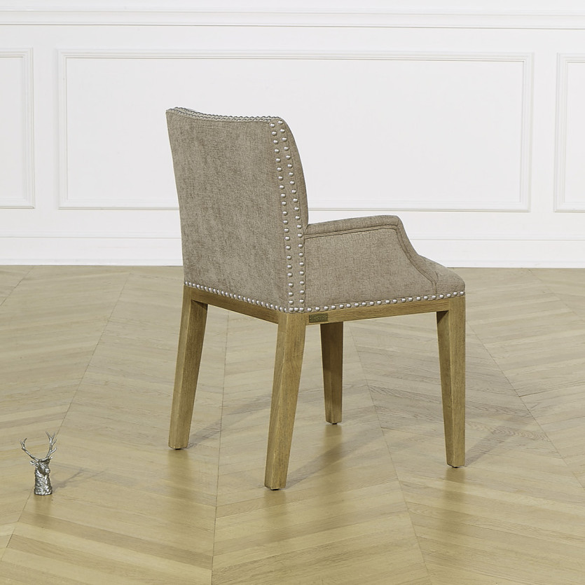 Fauteuil de table CLARA - Style industriel en bois massif et tissu texturé coloré, 1 place