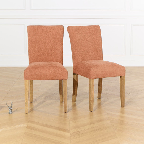 Lot de 2 chaises ALISON - Style moderne en hévéa massif et tissu polyester