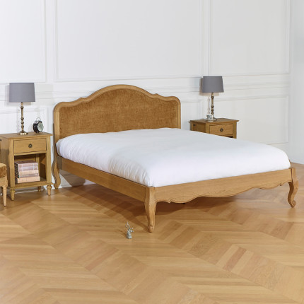 Lit deux places HENRY COGNAC - Style romantique en chêne, 160 x 200