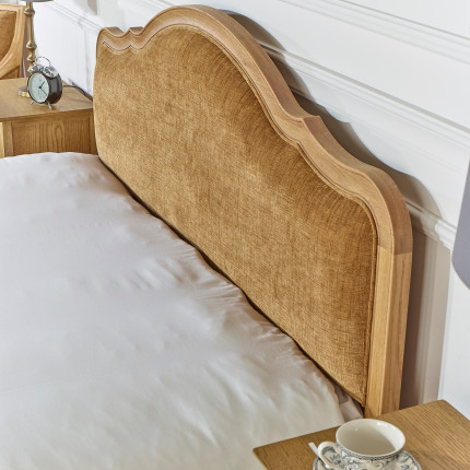 Lit deux places HENRY COGNAC - Style romantique en chêne, 160 x 200