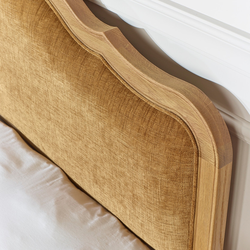 Lit deux places HENRY COGNAC - Style romantique en chêne, 160 x 200