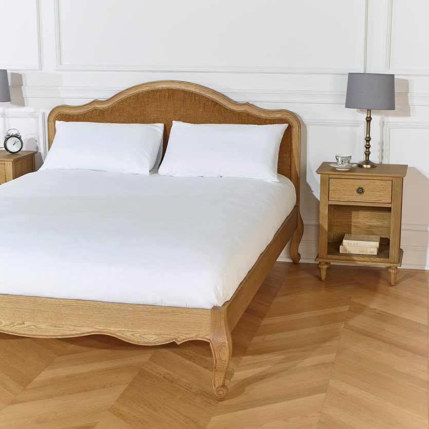 Lit deux places HENRY COGNAC - Style romantique en chêne, 160 x 200