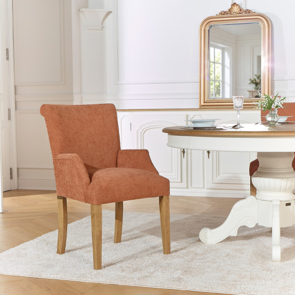 Fauteuil de table ALISON - Style contemporain, pieds en bois massif