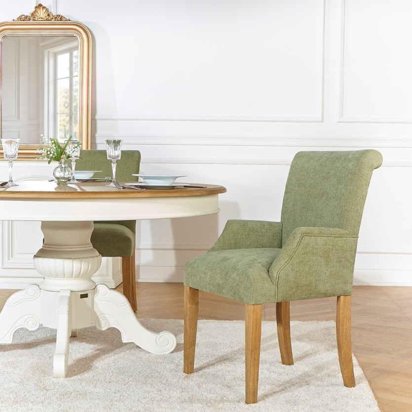 Fauteuil de table ALISON - Style contemporain, pieds en bois massif